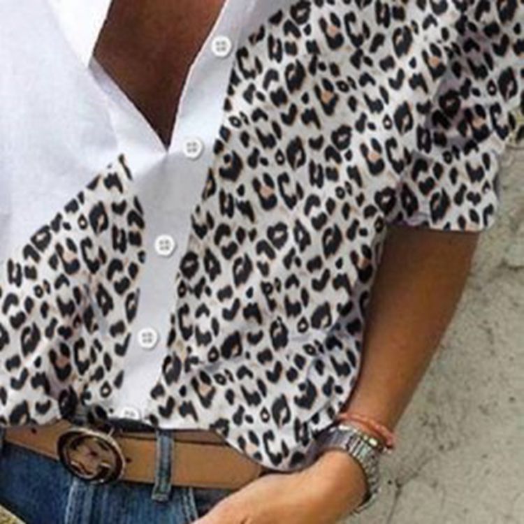 New Fashion Printed Leopard Print Loose Ladies Shirt