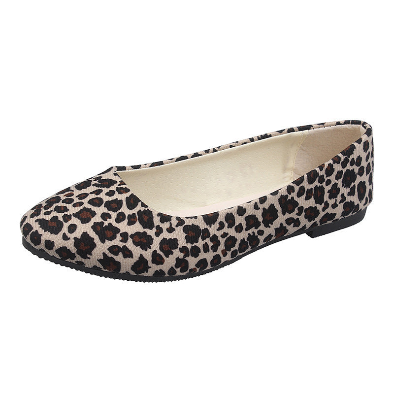 Kontrast Farbe Leopard Print Frauen einzelne Schuhe flache Schuhe