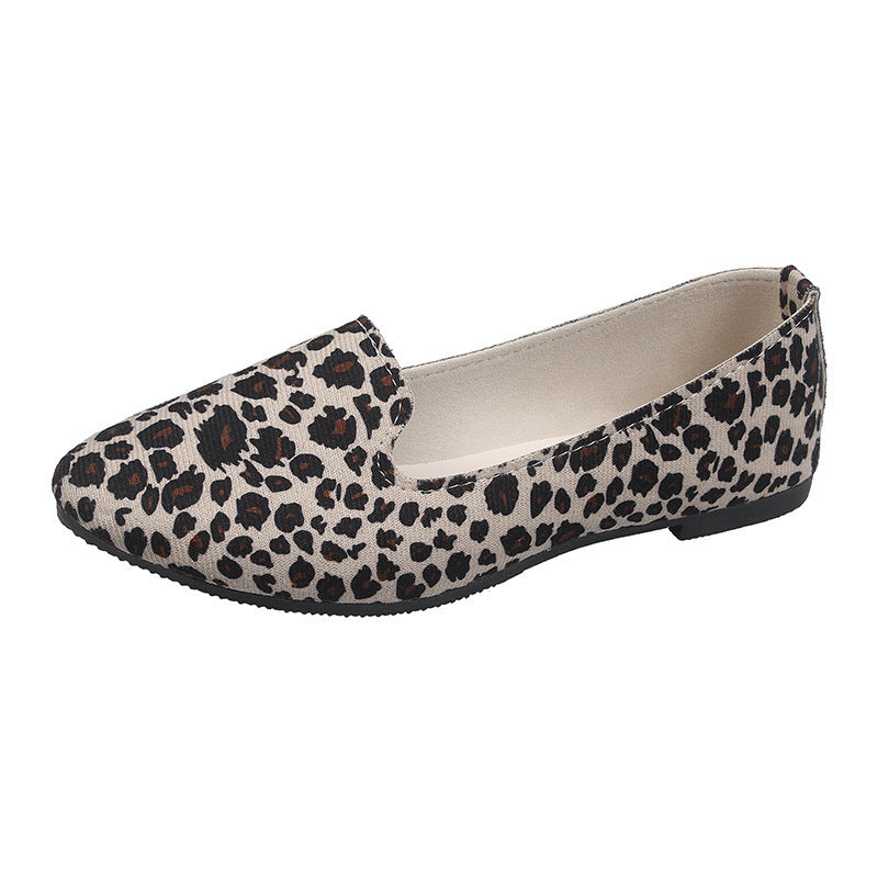 Kontrast Farbe Leopard Print Frauen einzelne Schuhe flache Schuhe