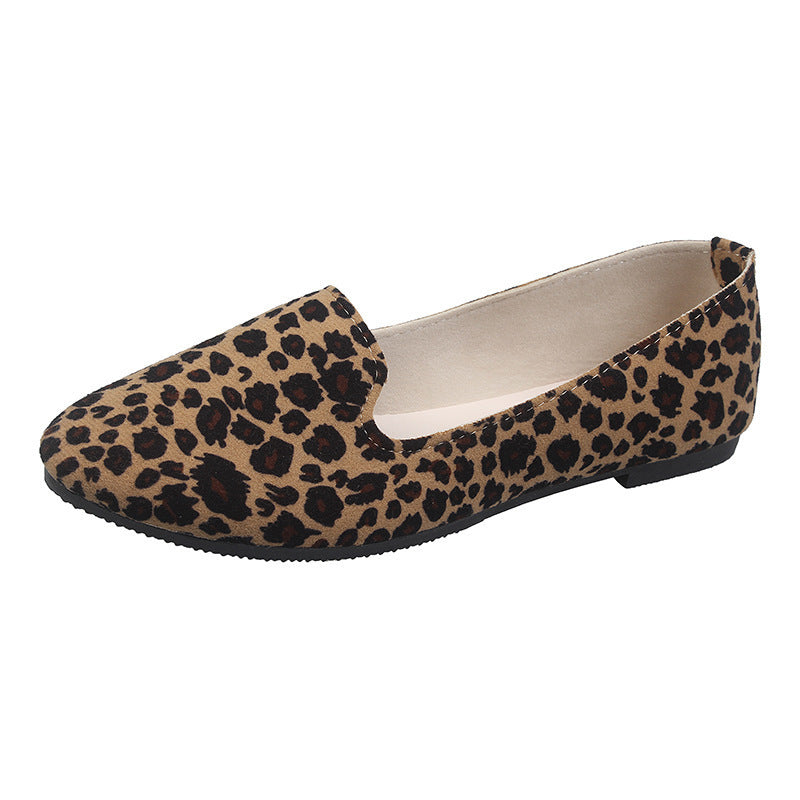 Kontrast Farbe Leopard Print Frauen einzelne Schuhe flache Schuhe