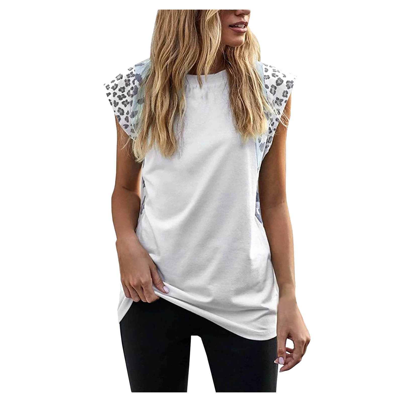 Temperament Commuter Short Sleeve Top Leopard Print Women