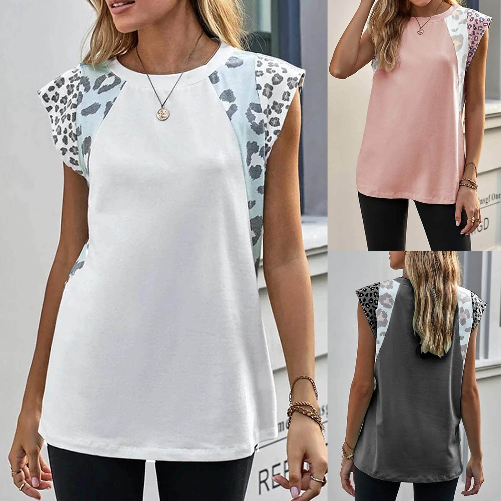 Temperament Commuter Short Sleeve Top Leopard Print Women