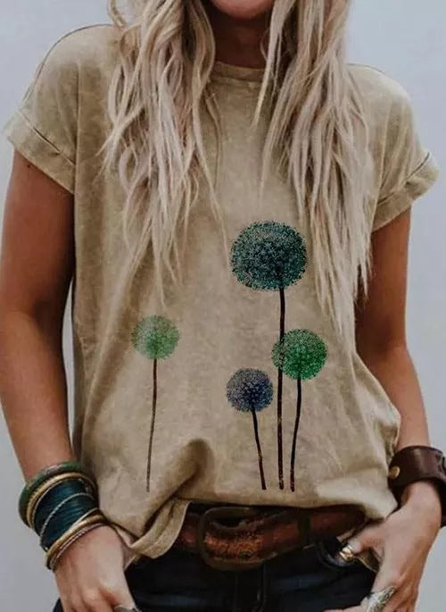 Printed Casual Loose Top Short Sleeve T-shirt Ukraine flag colors