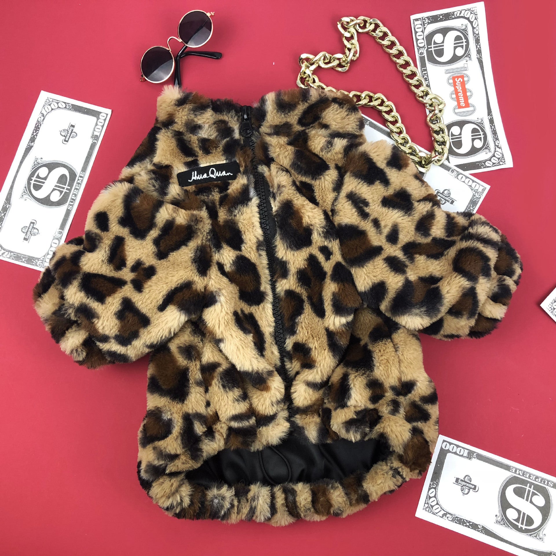 Dog clothes spring and autumn clothes leopard coat thickened Teddy Schnauzer Bomei Chihuahua pet tide brand clothing
