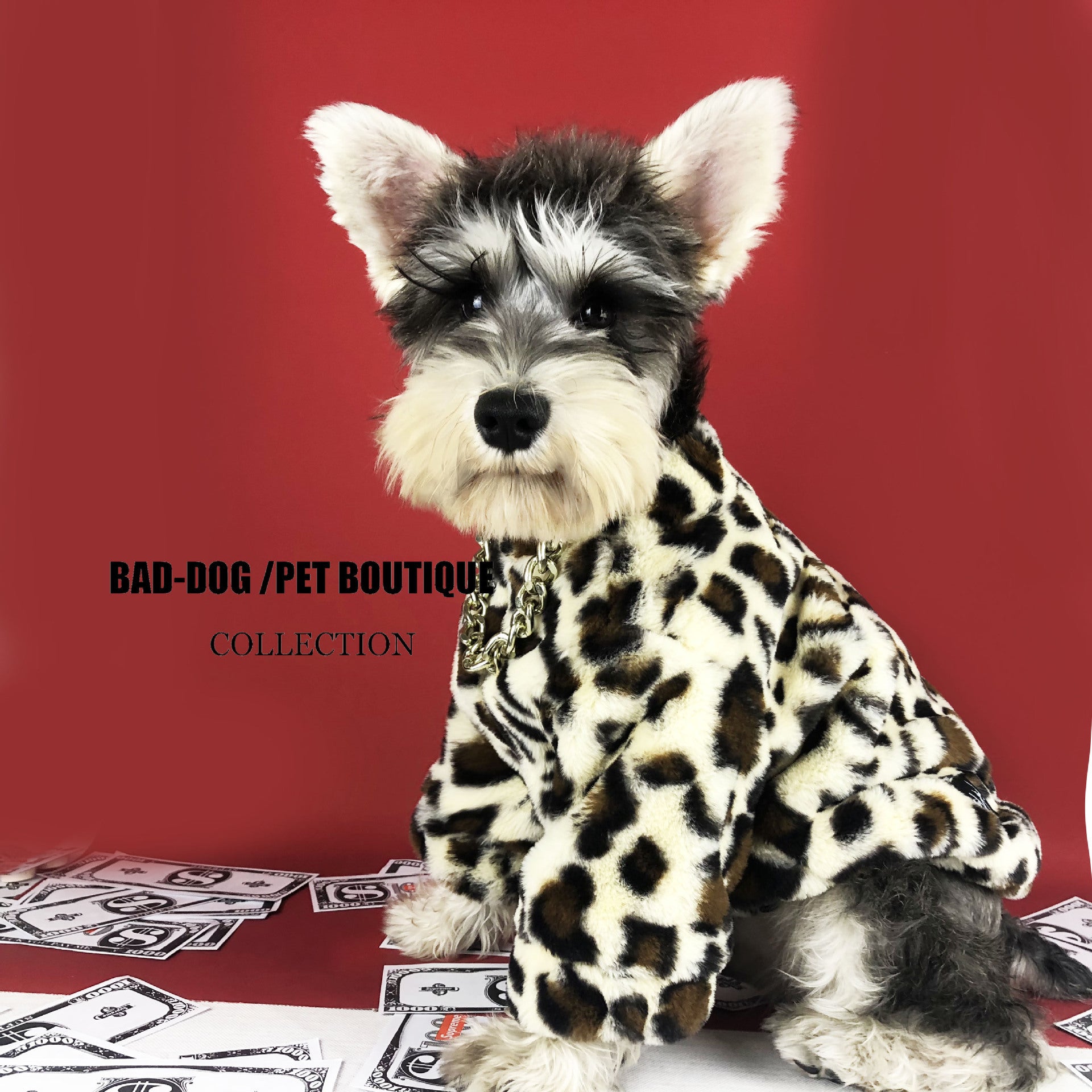 Dog clothes spring and autumn clothes leopard coat thickened Teddy Schnauzer Bomei Chihuahua pet tide brand clothing