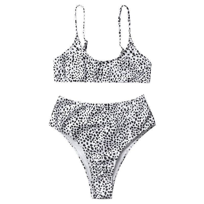 Leopard print split swimsuit
