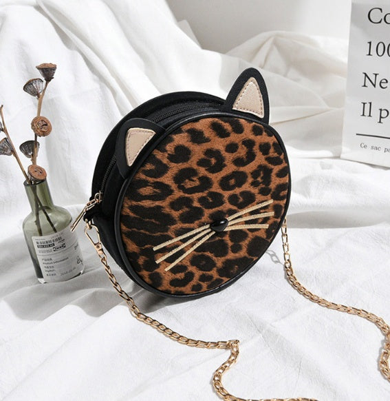 Chic leopard print small bag girl fall new fashion cute single shoulder bag Korean cross-body bag small round bag