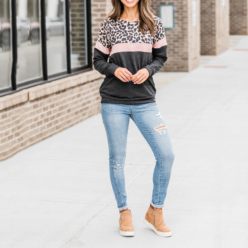 Leopard patchwork sweatshirt