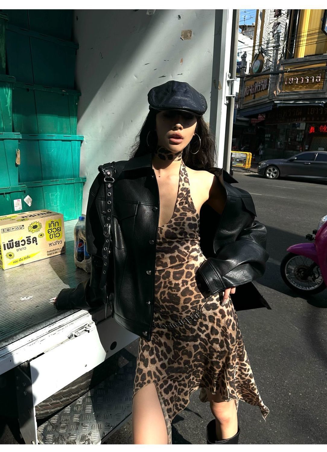 Leopard Print American Retro Millennium Hot Girl Kleid