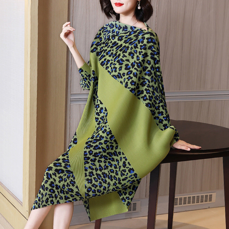 Western Style Leopard Print Temperament Mutter Kleid