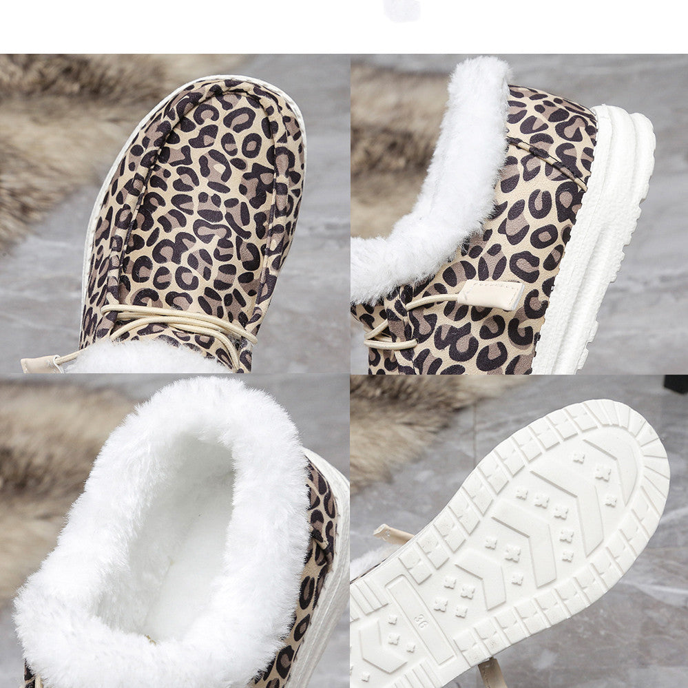Frühling neue Leopard Print Low Top flache Baumwolle Schuhe