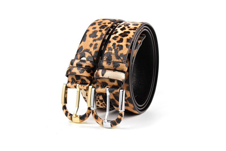Leopard Print Belt -Ledergürtel für Frauen