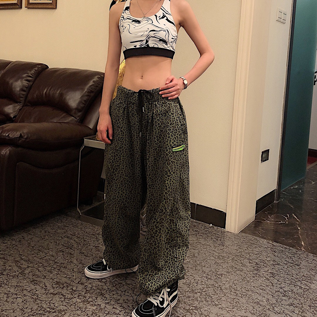 Leopard print casual pants