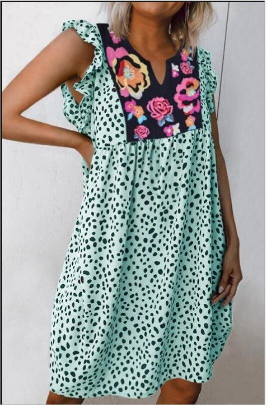 Kurzärmeliges Kleid mit Leopardenmuster für Frauen
