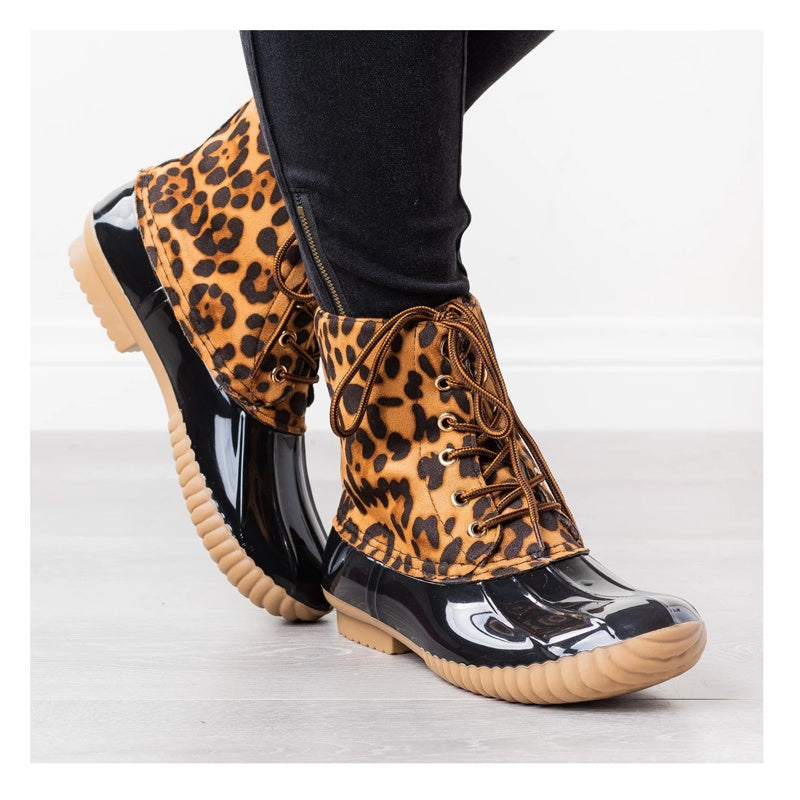 Damenschuhe in großen Größen Leopard Pint Color Matching Shell-toe Women's Boots