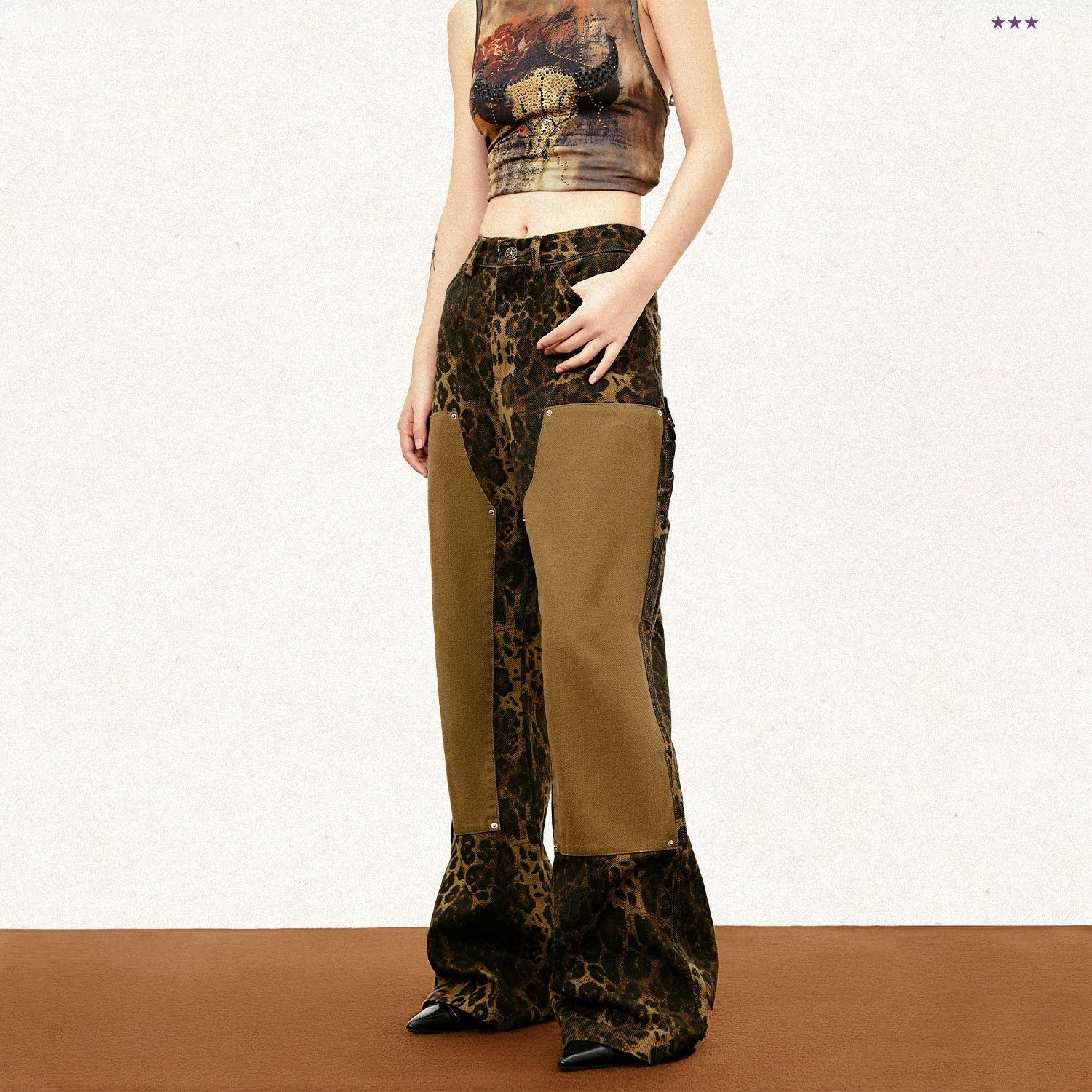 Straight Leopard Print Casual Pants For Men And Women