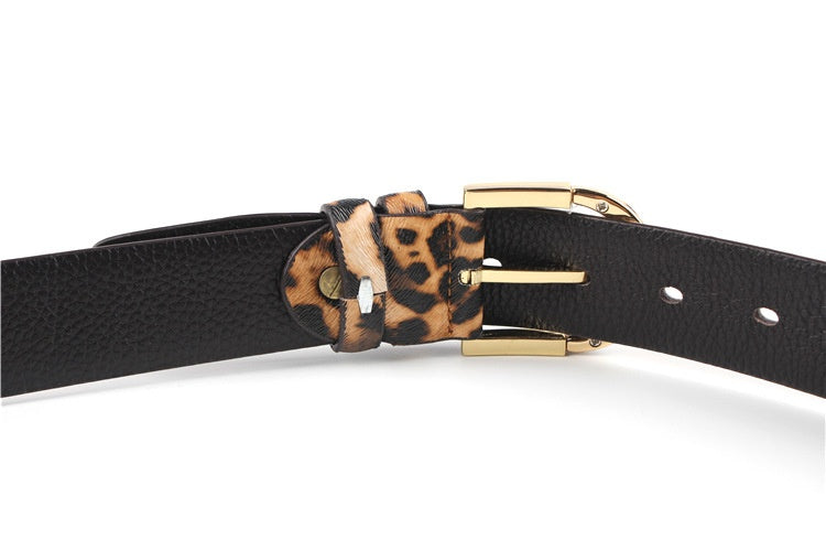 Leopard Print Belt -Ledergürtel für Frauen