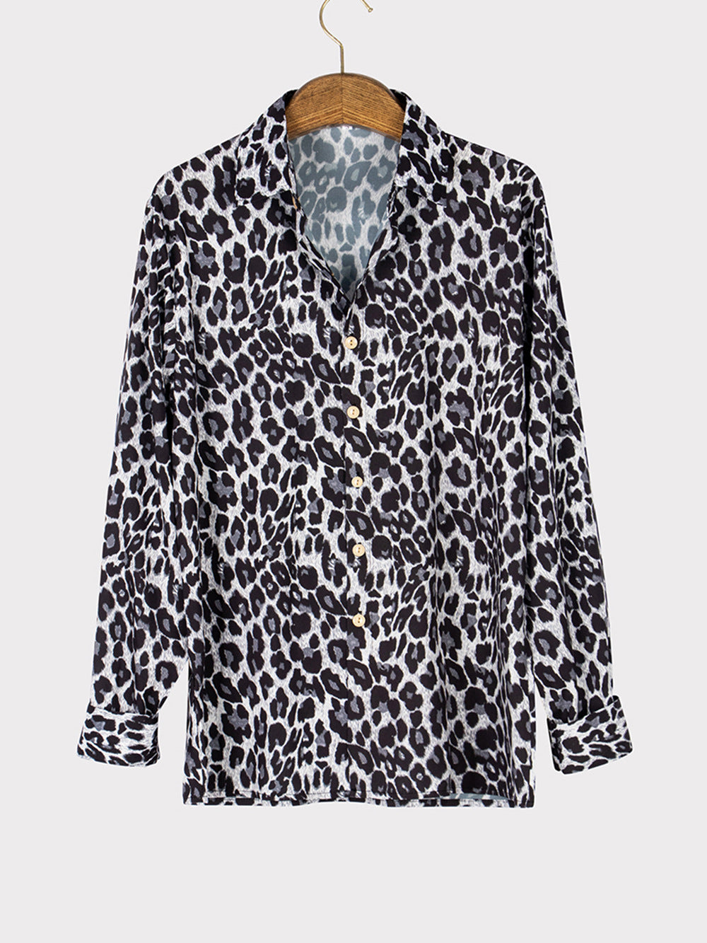 Herrenhemd Leopardendruck Langarmhemd