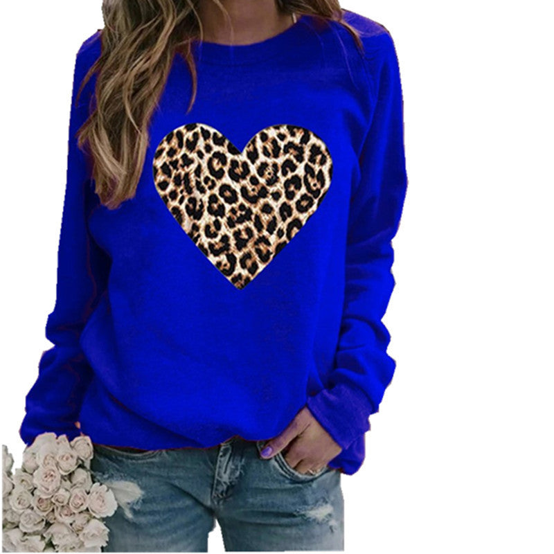 Leopard Love Printed Hoodless Plush Long Sleeve Sweater