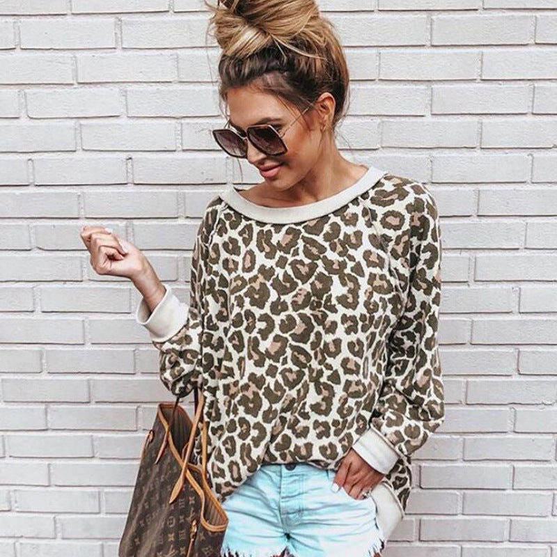 Autumn and winter printed leopard sweater loose shirt 5 colors
