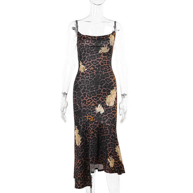 Sexy Leopard Print Druck Slip Kleid Frauen