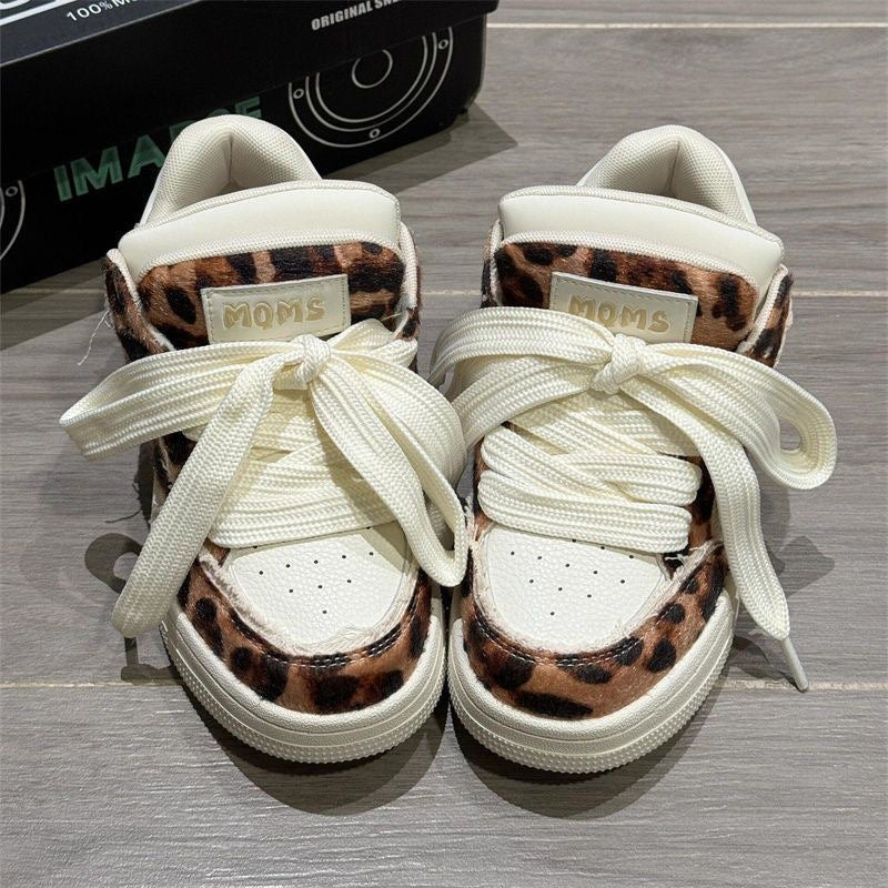 Neue weibliche Dopamin Leopard Print Casual Brot Schuhe