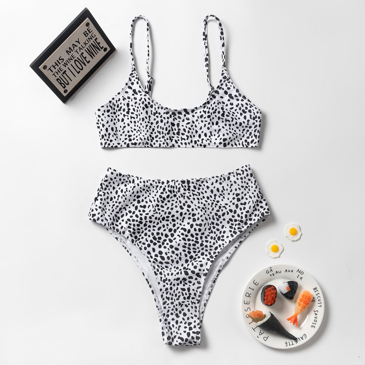 Leopard print split swimsuit