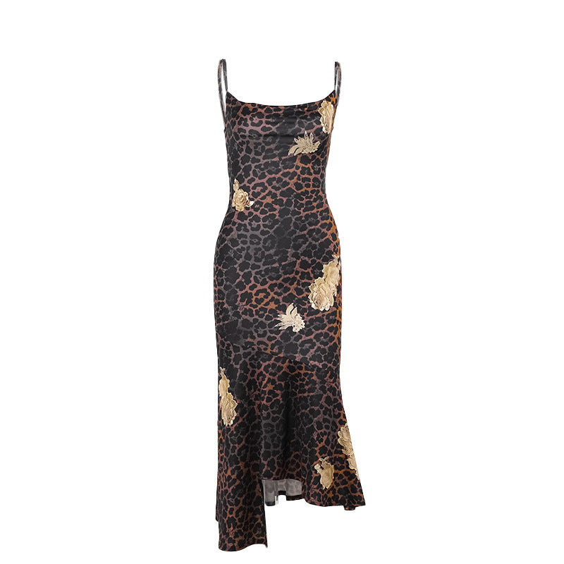 Sexy Leopard Print Druck Slip Kleid Frauen
