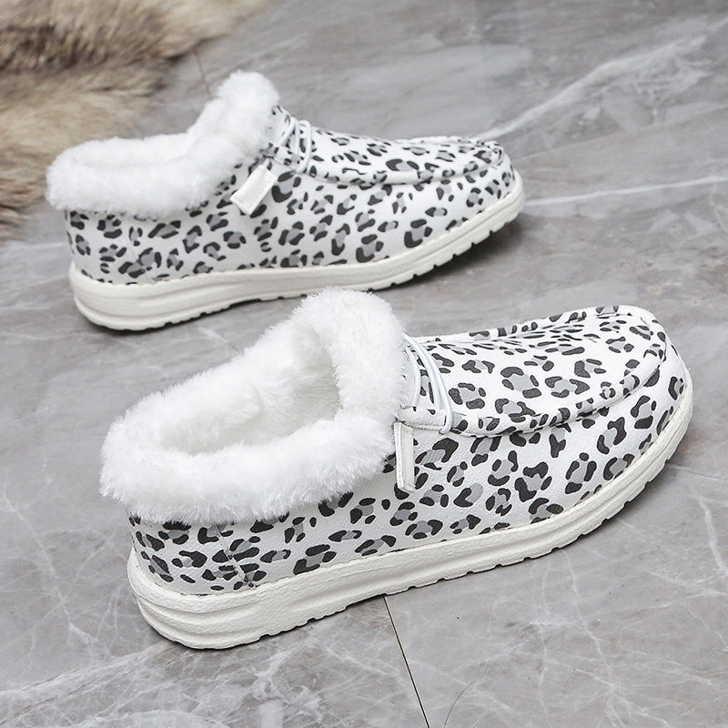 Frühling neue Leopard Print Low Top flache Baumwolle Schuhe
