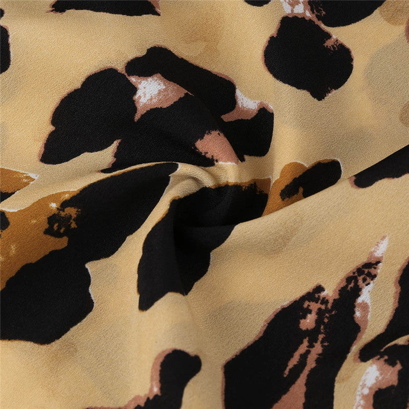 Fashion leopard print strapless shirt
