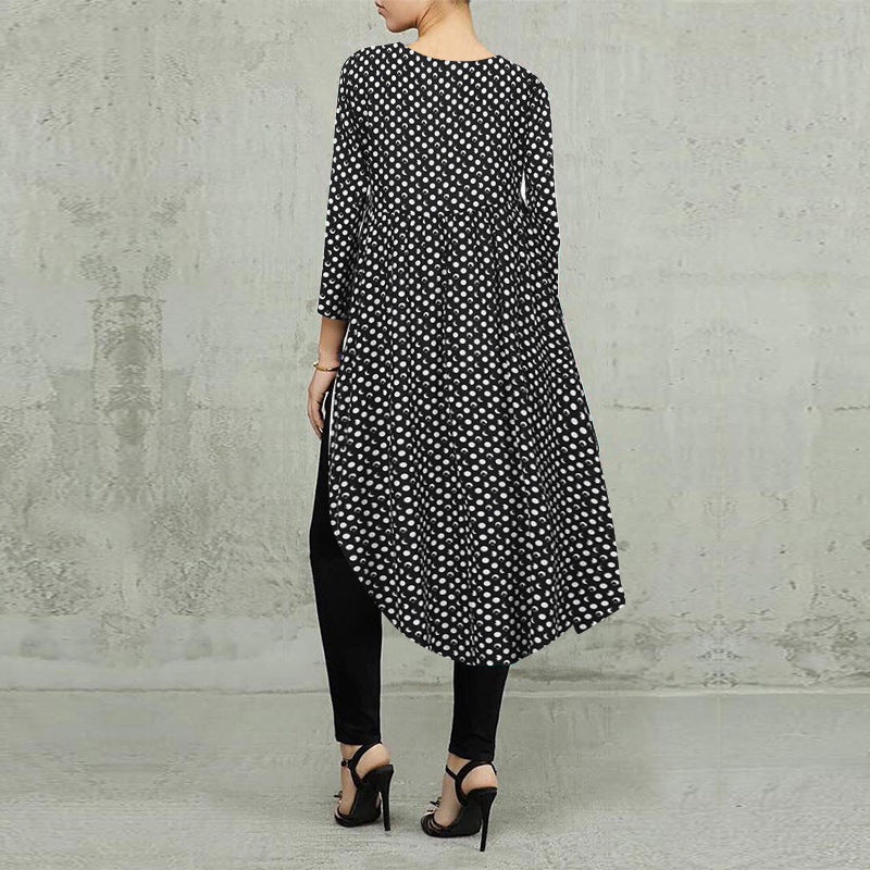 Leopard Langärmeliges Unregelmäßiges Kleid für Frauen