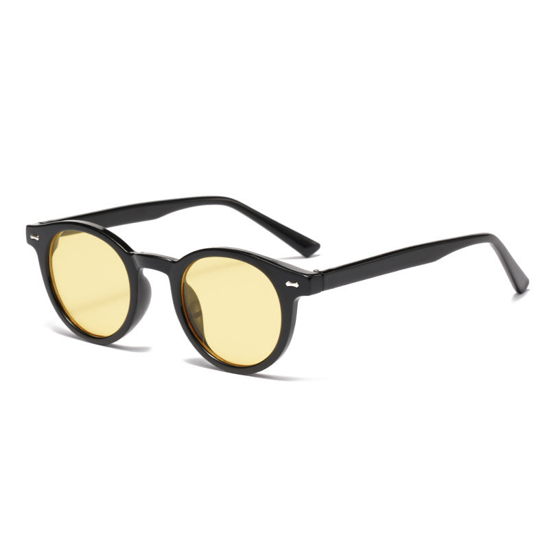 Neue Beige Nagel Runde Frame Sonnenbrille Retro Persönlichkeit Trendy Sonnenbrillen für Frauen