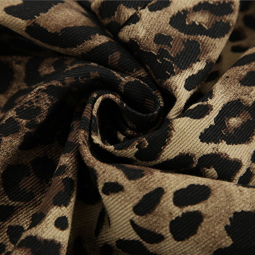 Summer Retro Street Style Loose Low Waist Leopard Print Trousers Versatile Cotton Wide Leg Pants Casual Pants