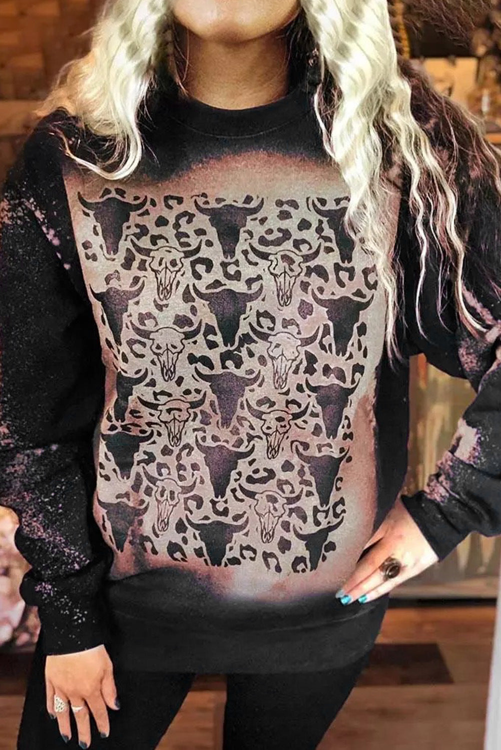 European And American Leopard Print Loose Sweater Round Neck Fashion Top For Women