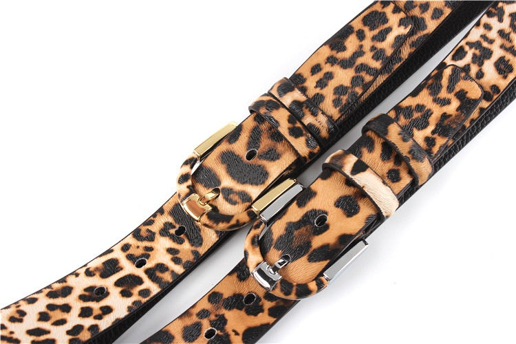 Leopard Print Belt -Ledergürtel für Frauen