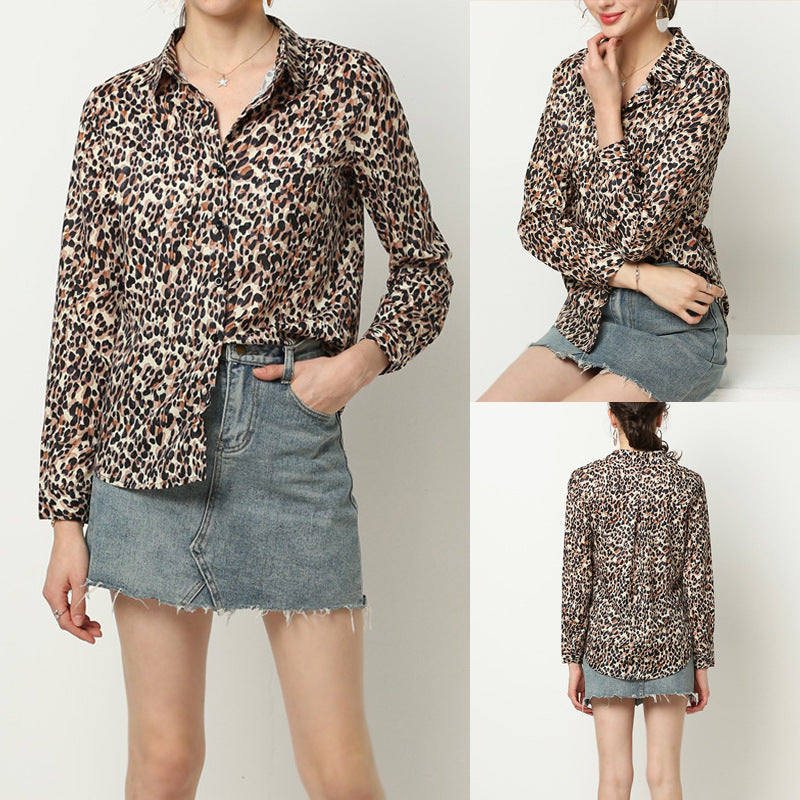 Leopard print chiffon shirt