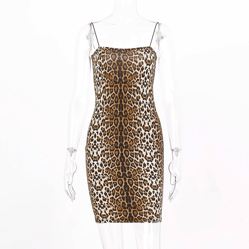 Europäisches und amerikanisches Leopardenmuster-Slipkleid Kleid