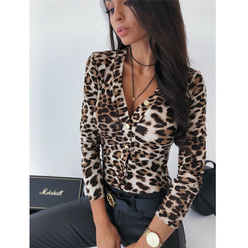Leopard Snake Print Long Sleeve Jumpsuit