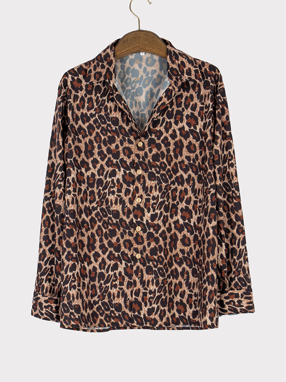 Herrenhemd Leopardendruck Langarmhemd