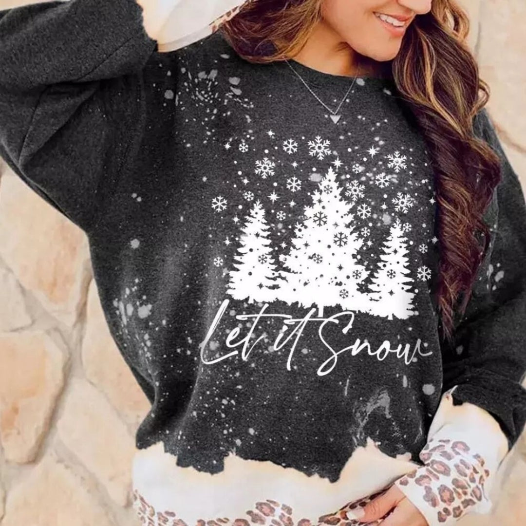 European And American Leopard Print Loose Sweater Round Neck Fashion Top For Women