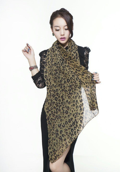 Chiffon koreanischer Modeschal Schal Leopard langer Schal