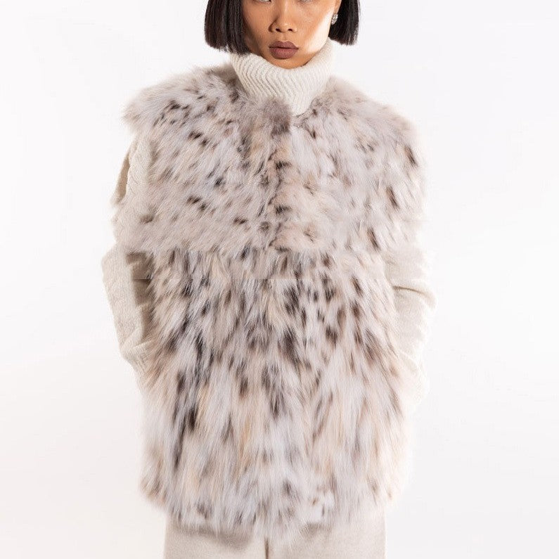 Leopard Print Fur Vest Women's Clothing
