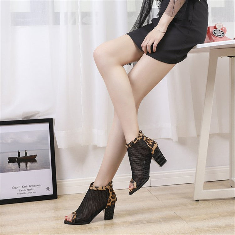 Thick leopard female sandals