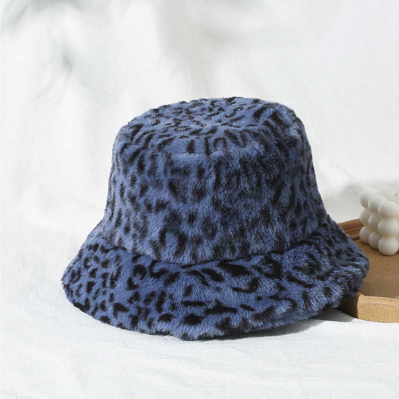 Women's Printed Leopard Print Fisherman Warm And Thick Plush Hat