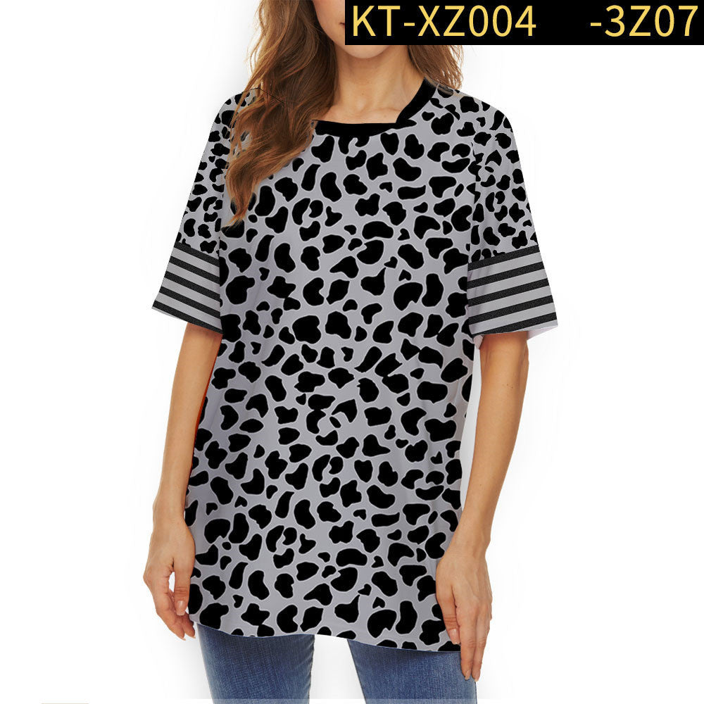 Personality Creative Sunflower Shoulder Shirt Leopard Fashion