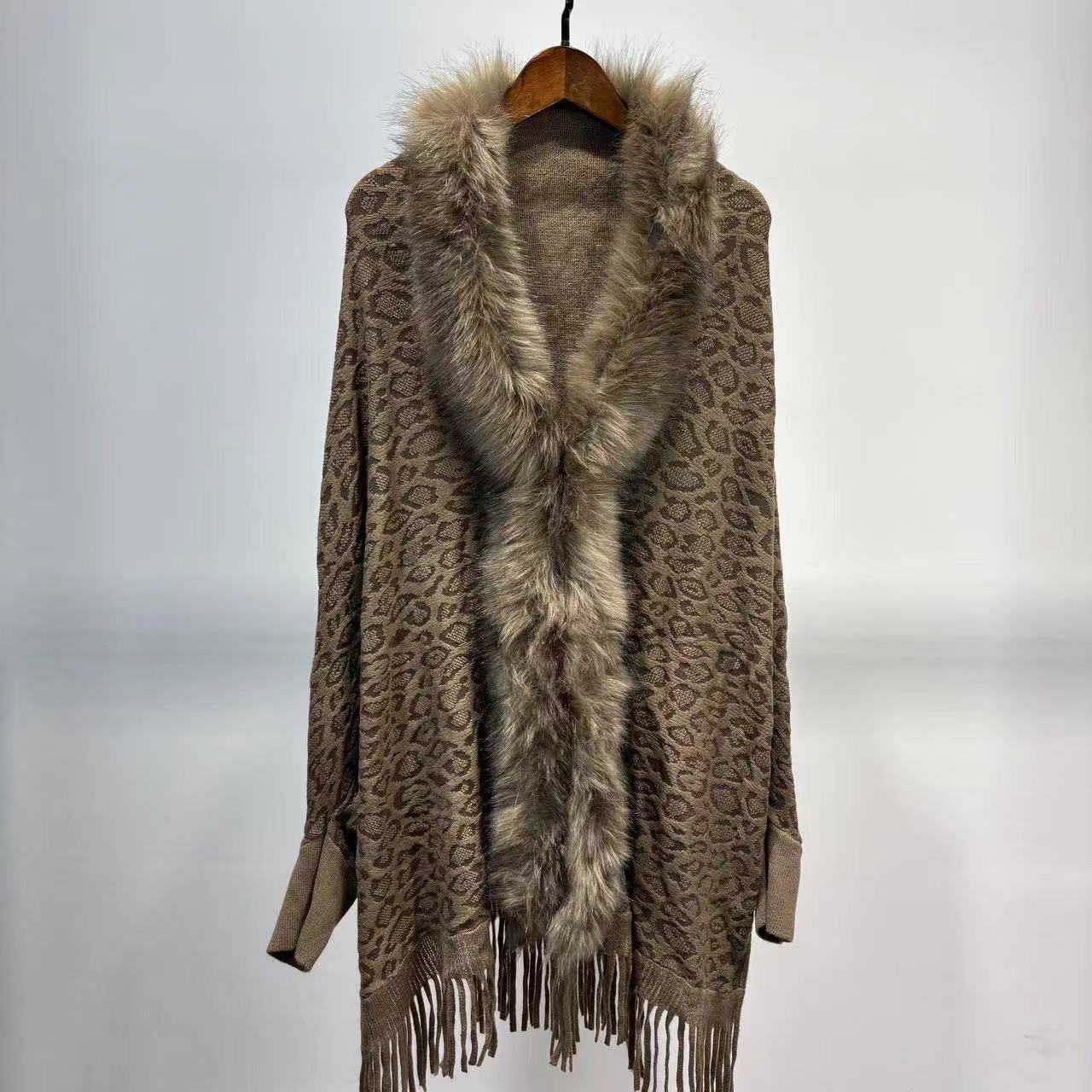 Leopard Print Leopard Print Fur Collar Scarf