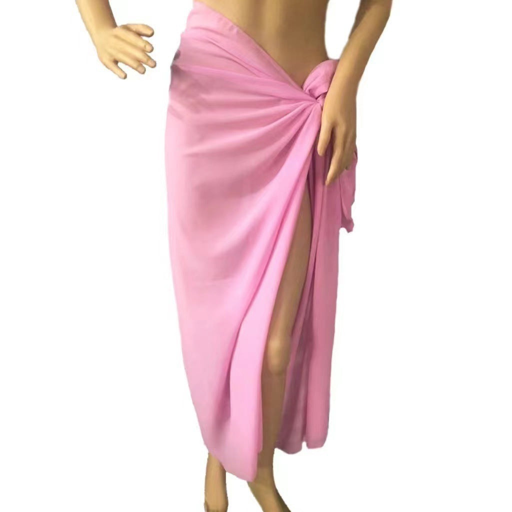 Women's Leopard Sarong Swimsuit Blouse Chiffon Long Bikini