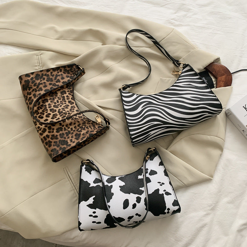 Modische, gestreifte, gepunktete Nischenhandtaschen, Unterarmtasche mit Leopardenmuster
