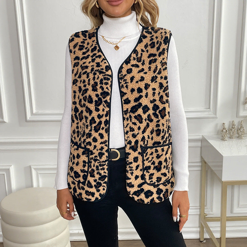 Leopard Print Cardigan Warm Outerwear Top
