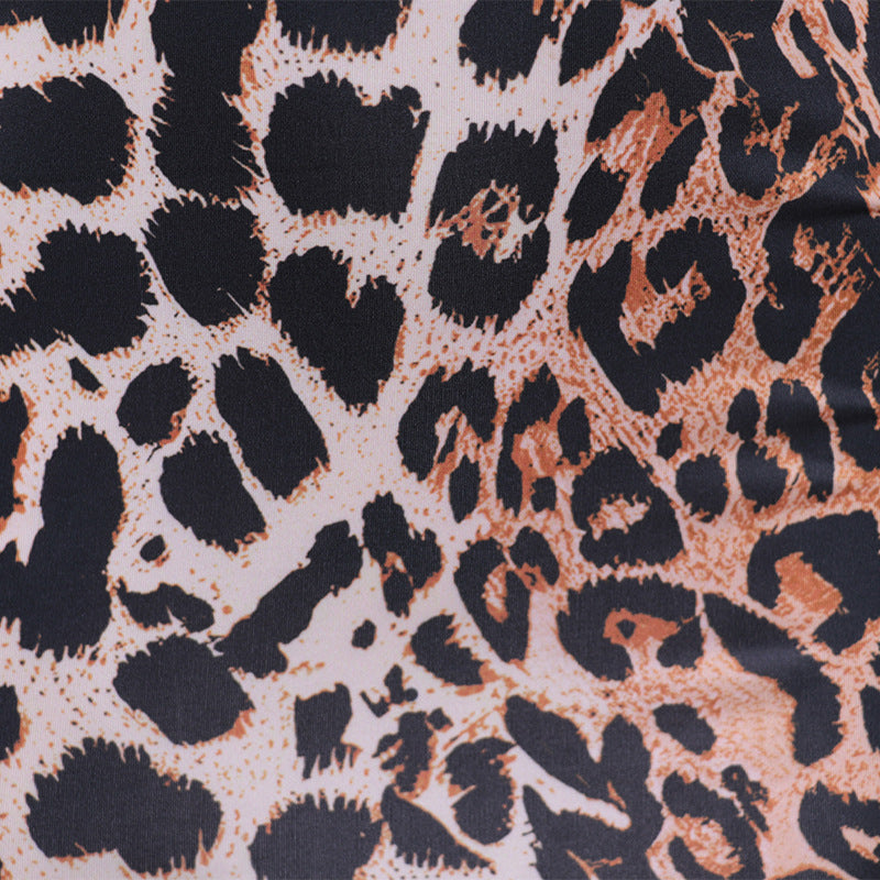 Damenmode Eng anliegendes langärmeliges Kleid mit Leopardenmuster